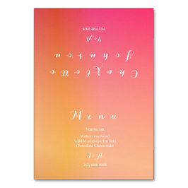 Bröllop Modern Sunset Ombre Namn Menu Bordsnummer