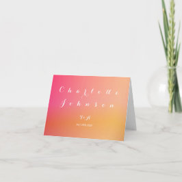 Bröllop Modern Sunset Ombre Namn och Menu Ställe Kort