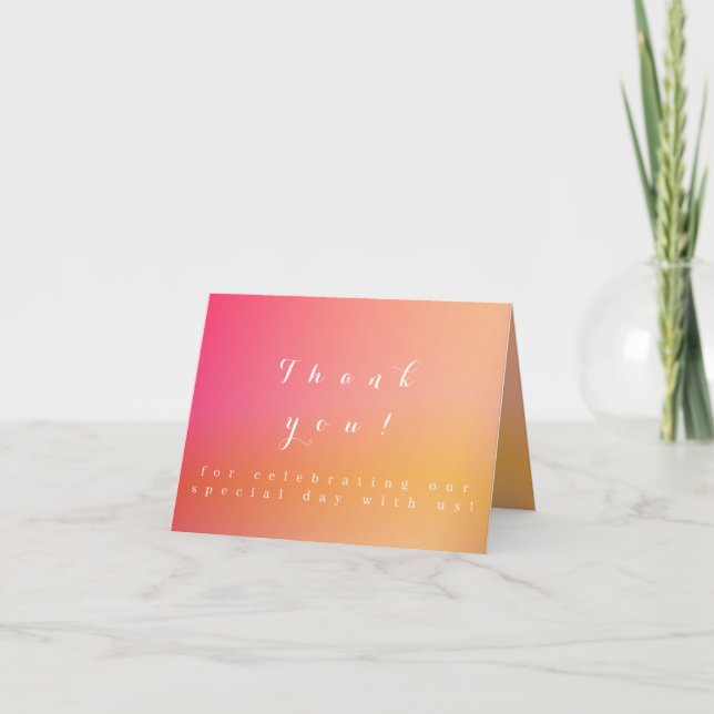 Bröllop Modern Sunset Ombre Tack Kort (Framsida)