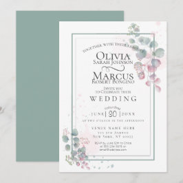 Bröllop | Modern vattenfärg Eucalyptus Foliage Inbjudningar