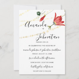 Bröllop Modern White Blommigt Ivy Guld Inbjudningar