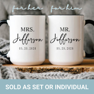 Bröllop Moderna brudpar Mr & Mrs Beställningsvar Mugg
