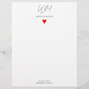 Bröllop, modernt, minimalistiskt letterhead brevhuvud