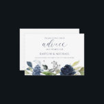 Bröllop Möhippa Adapter för marktäckningsfärg Rådkort<br><div class="desc">Blå vattenfärgen Bouquet Möhippa eller Bröllop Advice Cards: Den här utformningen har en vacker blommigt med blå vattenfärg vid grund med bara ett tips om silver glitter. När dina gäster skrivor sina råd och önskemål ut för paret kan de vända kortet till behållan om deras meddelande är privat om de...</div>