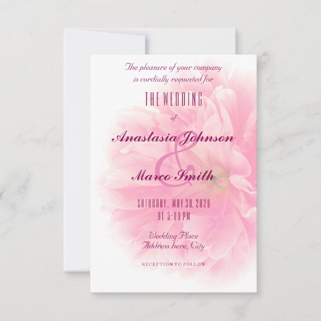 Bröllop Möhippa Blommigt Peony Flower Chic Card Inbjudningar (Framsida)