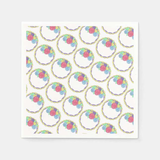 Bröllop Möhippa - Blommigt - Rund kummel Pappersservett (Framsidan)