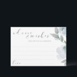 Bröllop Möhippa Dusty Blue Grått Watercolor Rådkort<br><div class="desc">Dusty Blue och Grått Watercolor Bouquet Möhippa eller Bröllop Advice Card: Den här designen har mjuk dammig blå/blå grått-blommor med avslappnad, studsande bokstäver. Baksidan har en andedräkt med parets initialer och bröllop datum. När dina gäster skrivor sina råd och önskemål ut för paret kan de vända kortet till behållan om...</div>