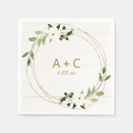 Bröllop Möhippa Geometric Faux Foil Greenery Pappersservett