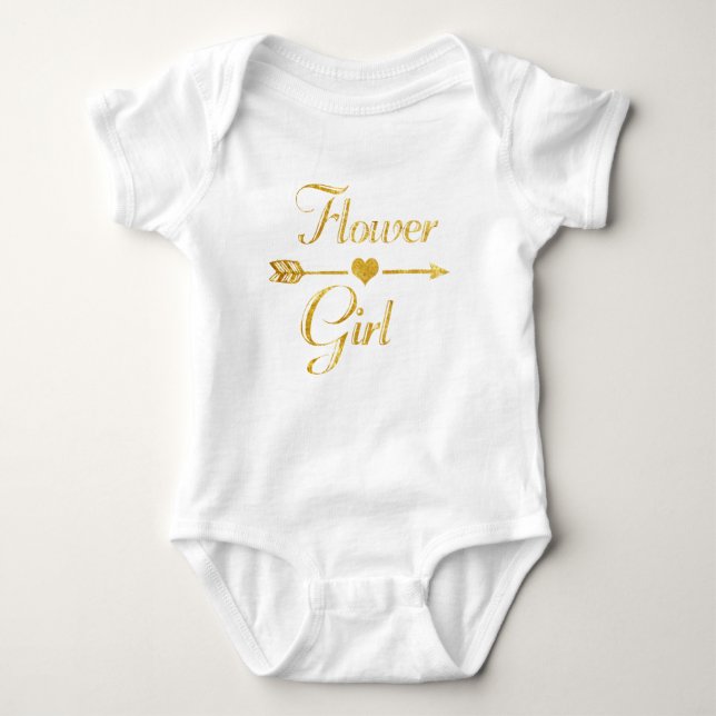Bröllop Möhippa Glitter Guld Flower Girl Tee (Framsida)