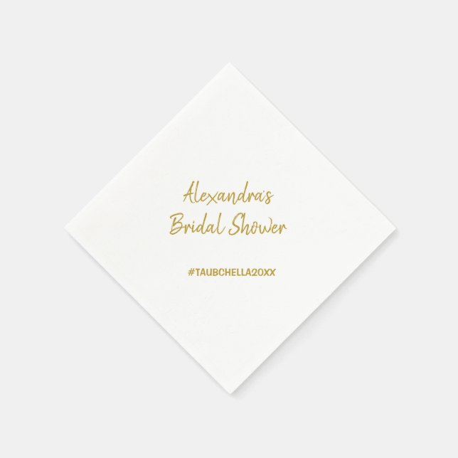 Bröllop Möhippa Party Napkins Hashtag Guld Pappersservett (Hörn)