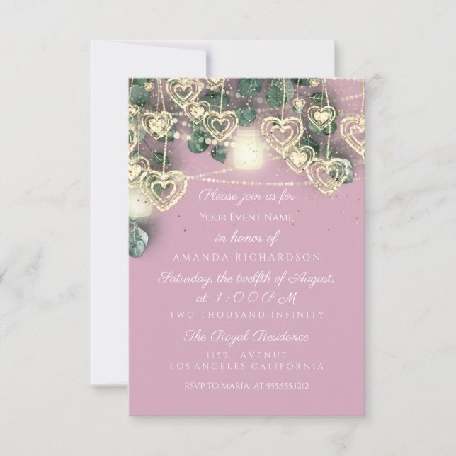 Bröllop Möhippa Rustic Rosa Sweet 16:e Inbjudningar (Framsida)