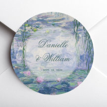 Bröllop Monet Blommig Näckrosar Elegant Skrift
