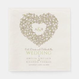 Bröllop mongram kräm tulip-utandning bläck tecknin pappersservett