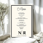 Bröllop Monogram Anpassad repetitionsmidmeny<br><div class="desc">Vi presenterar vår Benvita och svarta Bröllop Monogram Customized Rehearsal Dinner Menu, ett förfinat tillägg till dina bröllop-festligheter som kombinerar tidlös elegans med personligens charm. De här menyerna är utformade för att ge oss en oförglömlig repetitionsmiddag, förlovningsfest eller bröllopsmottagning. Designat med enkelhet och sofistikering i åtanke har våra elegant bröllop-menyer...</div>