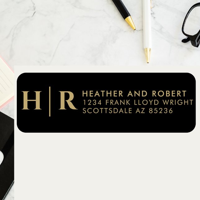 Bröllop Monogram Bride and Groom Returadress Etikett (Skapare uppladdad)