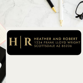 Bröllop Monogram Bride and Groom Returadress Returadress Etikett