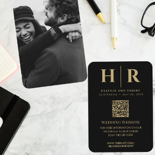 Bröllop Monogram Bride Groom Photo QR Code OSA Tilläggskort