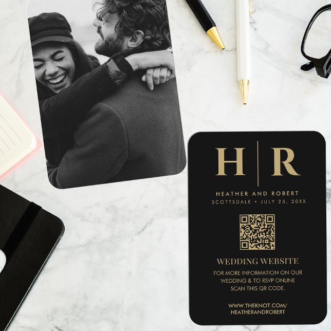 Bröllop Monogram Bride Groom Photo QR Code OSA Tilläggskort (Skapare uppladdad)