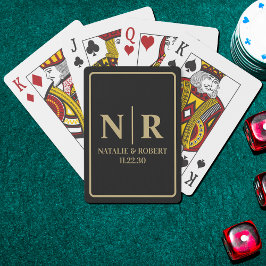 Bröllop Monogram Bride och Groom Initialer Casinokort