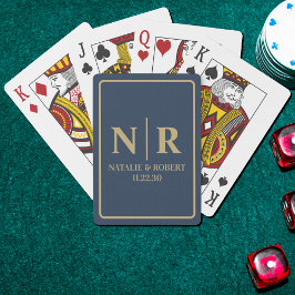 Bröllop Monogram Bride och Groom Initialer Casinokort