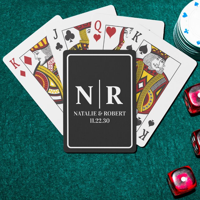 Bröllop Monogram Bride och Groom Initialer Casinokort (Skapare uppladdad)