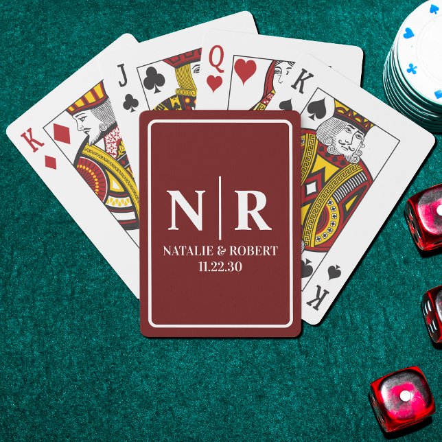 Bröllop Monogram Bride och Groom Initialer Casinokort (Skapare uppladdad)