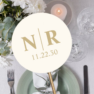 Bröllop Monogram Bride och Groom Initialer Runt Klistermärke
