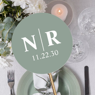 Bröllop Monogram Bride och Groom Initialer Runt Klistermärke