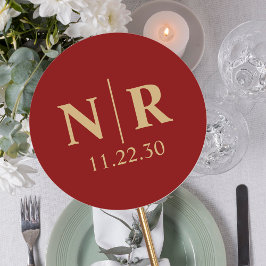 Bröllop Monogram Bride och Groom Initialer Runt Klistermärke