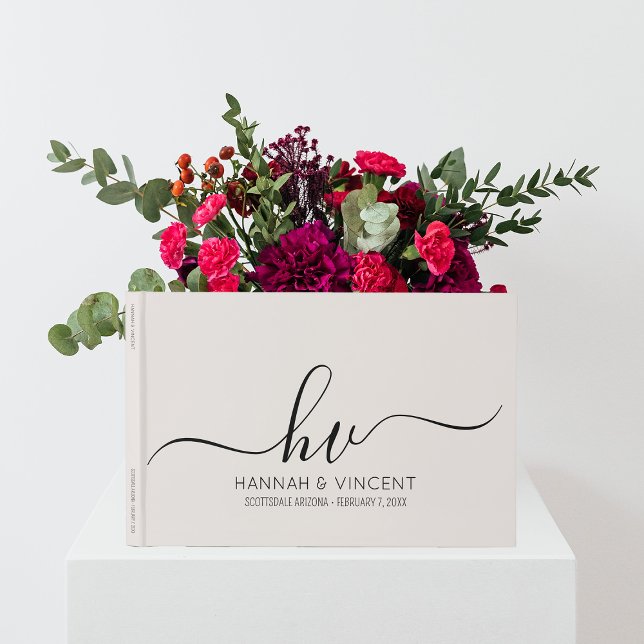 Bröllop Monogram Calligraphy-skript, minimal Chic Gästböcker (Skapare uppladdad)