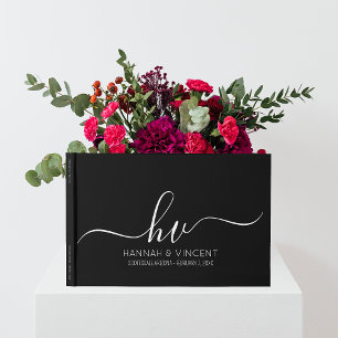 Bröllop Monogram Calligraphy-skript, minimal Chic Gästböcker