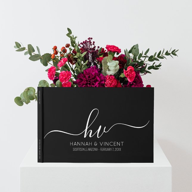 Bröllop Monogram Calligraphy-skript, minimal Chic Gästböcker (Skapare uppladdad)