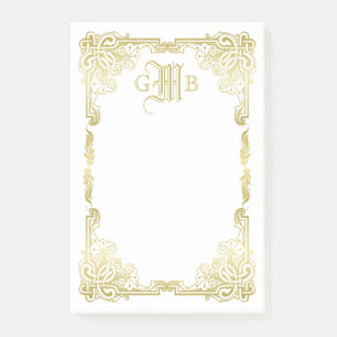 Bröllop Monogram Classic Guld Ram traditionell Post-it Block