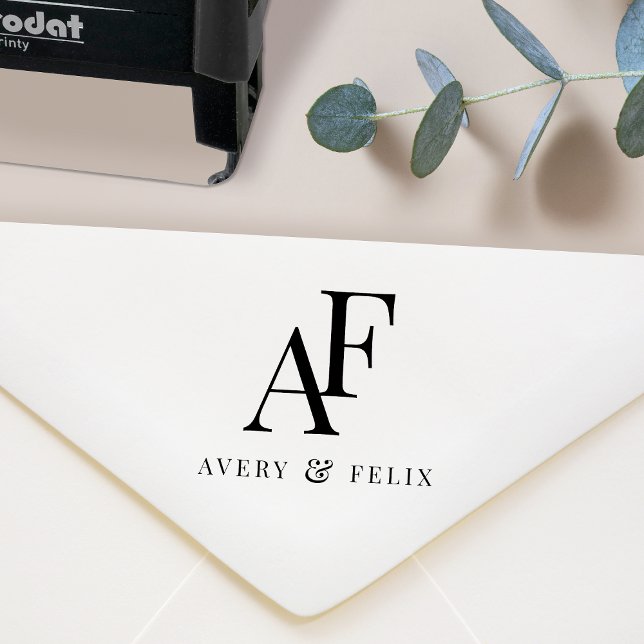 Bröllop Monogram Elegant bröllop favor Självfärgande Stämpel (Skapare uppladdad)