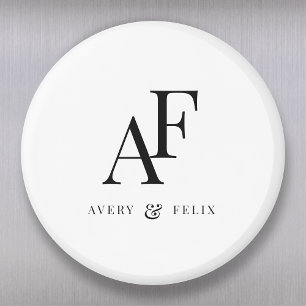 Bröllop Monogram-Elegant enkel minimalistisk Magnet