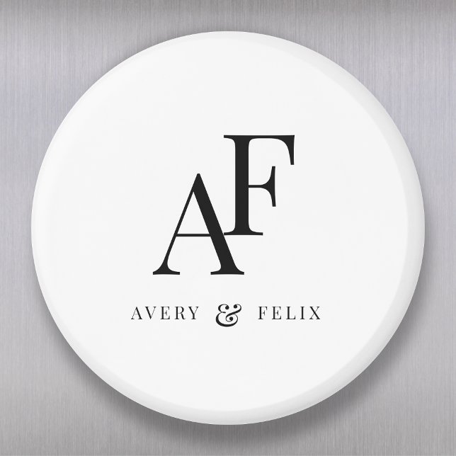Bröllop Monogram-Elegant enkel minimalistisk Magnet (Skapare uppladdad)