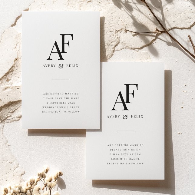 Bröllop Monogram-Elegant enkel minimalistisk Spara Datumet (Skapare uppladdad)