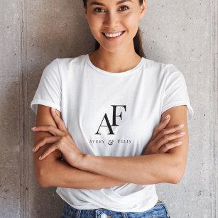 Bröllop Monogram-Elegant enkel minimalistisk T Shirt