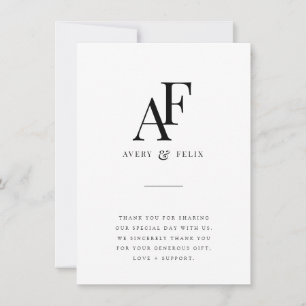 Bröllop Monogram-Elegant enkel minimalistisk Tack Kort
