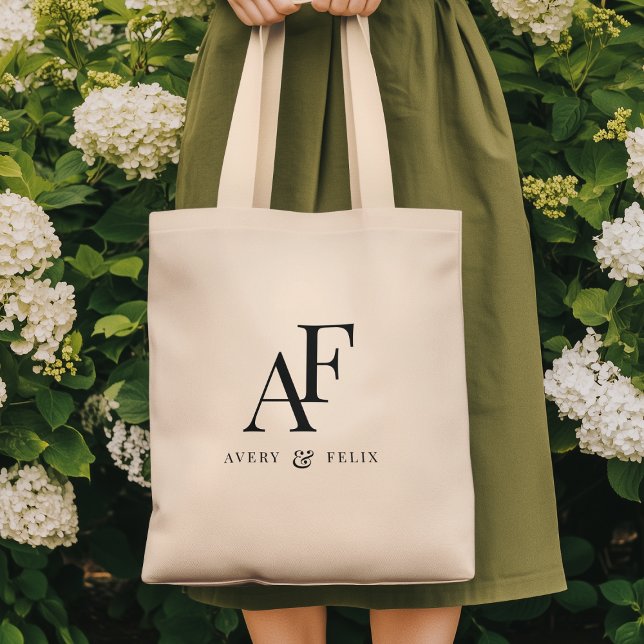Bröllop Monogram-Elegant enkel minimalistisk Tygkasse (Skapare uppladdad)