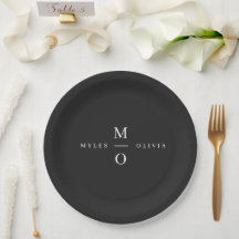 Bröllop Monogram Elegant Minimal Snyggt Black