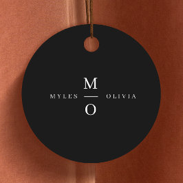 Bröllop Monogram Elegant Minimal Snyggt Black Gåvor Etiketter