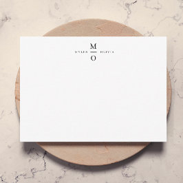 Bröllop Monogram Elegant minimalistisk enkel vit Anteckningskort
