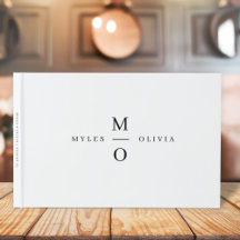 Bröllop Monogram Elegant minimalistisk enkel vit