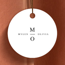 Bröllop Monogram Elegant minimalistisk enkel vit Gåvor Etiketter