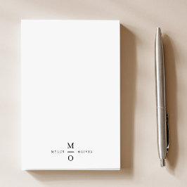 Bröllop Monogram Elegant minimalistisk enkel vit Post-it Block