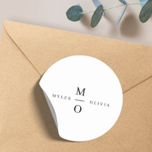 Bröllop Monogram Elegant minimalistisk enkel vit