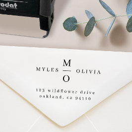 Bröllop Monogram Elegant Mr. och Mrs. Självfärgande Stämpel