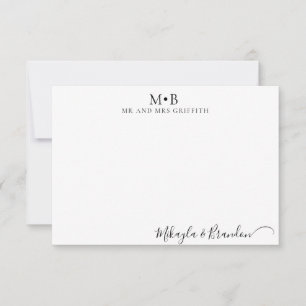 Bröllop Monogram Elegant Script Namn Tack Kort