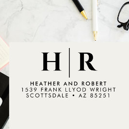 Bröllop Monogram enkel anpassad Returadress Självfärgande Stämpel